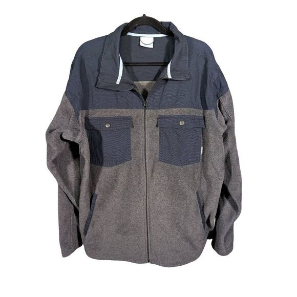Columbia Men's Fleece Zip Up Terpin Point Grey and Black/Blue Jacket Size L - Picture 1 of 5